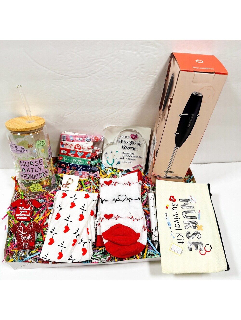 Nurse Gift Box with Daily Affirmation Jar, Nurse Survival Pk